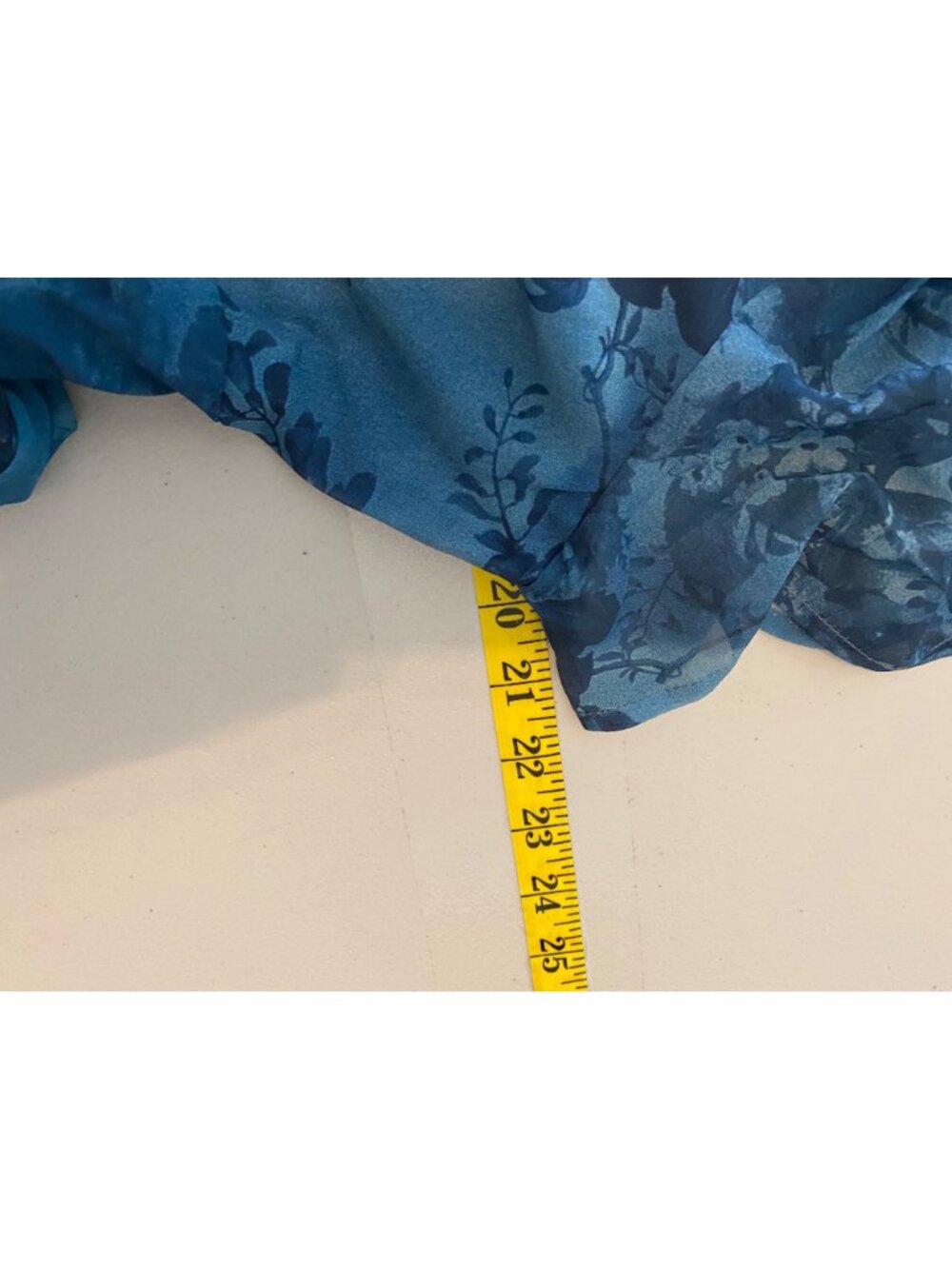 NWT Ador Blue Floral Tiered Maxi Dress Flutter Sleeves XL - Picture 7 of 10